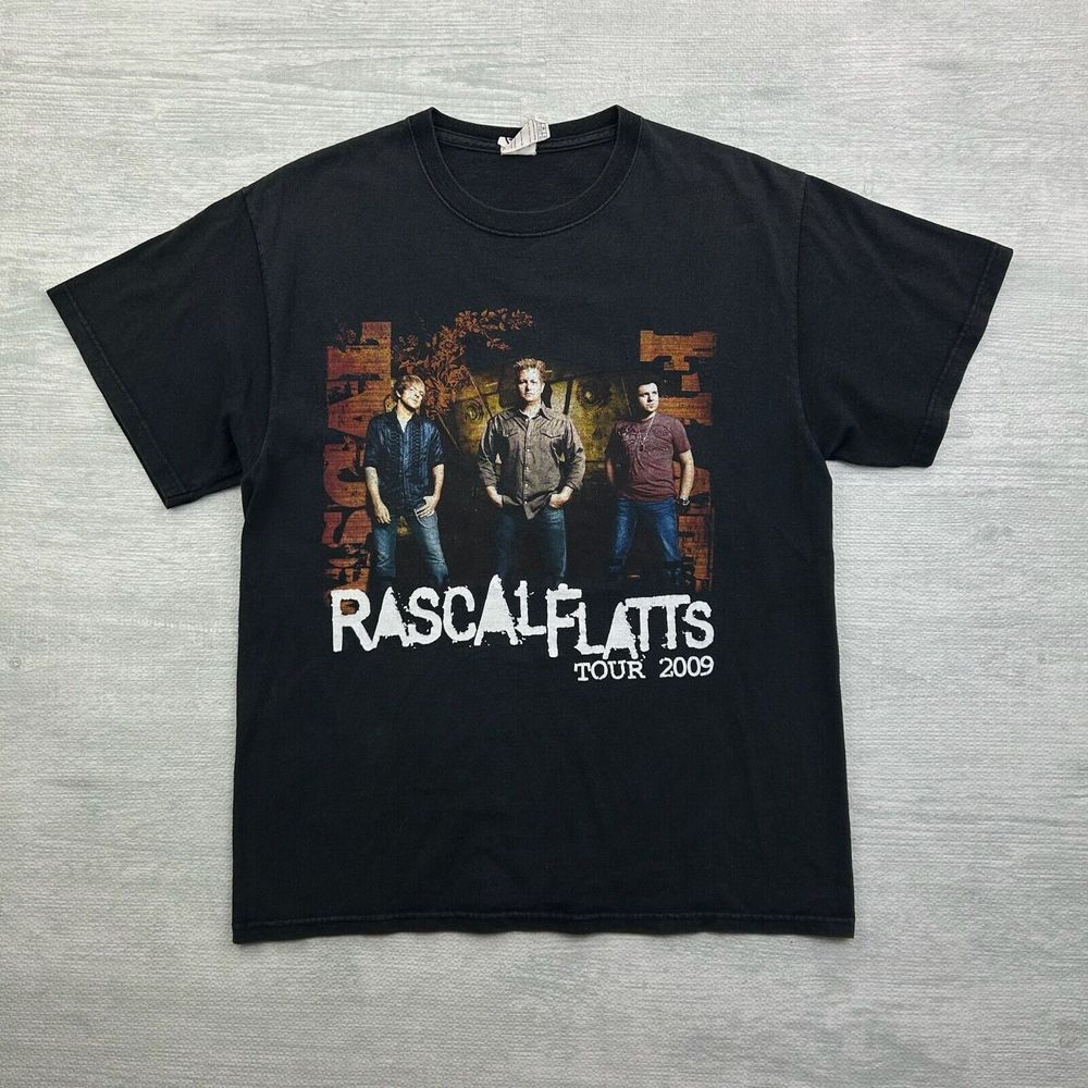 Vintage Y2K Rascal Flatts Shirt Mens Medium Black Country Music Rock Band Tour